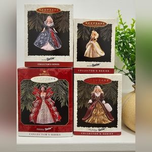 Set of 4 Barbie Keepsake Collector's Christmas Ornaments 1994-1996